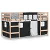 vidaXL Kids' Loft Bed with Curtains without Mattress White&Black 90x190cm