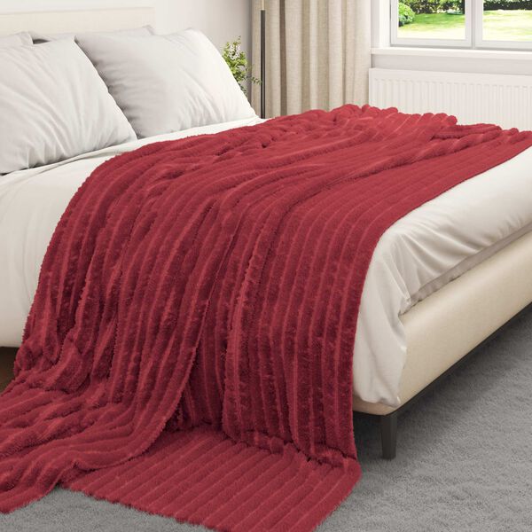 vidaXL Throw Blanket Bordeaux Red 240 x 220 cm Fleece