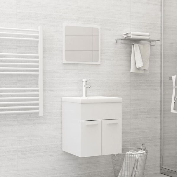 vidaXL Bathroom Furniture Set High Gloss White Engineered Wood