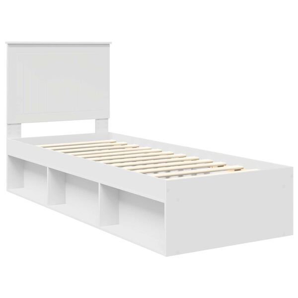 vidaXL Bed Frame with Headboard White 75 x 190 cm Solid Pine Wood