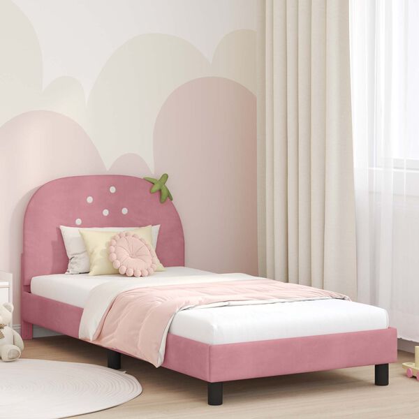 vidaXL Children's Bed Frame with Headboard Pink 90 x 200 cm Velvet