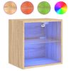 vidaXL Bedside Cabinets with LED Lights Wall-mounted 2 pcs Sonoma Oak