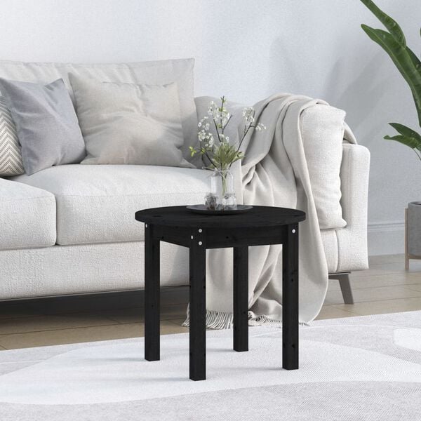 vidaXL Coffee Table Black &Oslash; 45x40 cm Solid Wood Pine