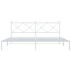 vidaXL Metal Bed Frame without Mattress with Headboard White 200x200cm