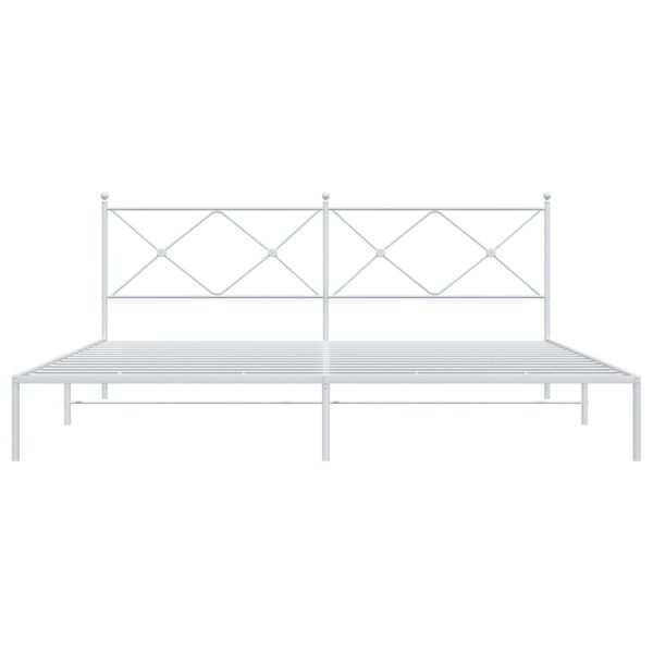 vidaXL Metal Bed Frame without Mattress with Headboard White 200x200cm