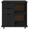 vidaXL Rolling Cabinet Black 63.5 x 39 x 65.5 cm Solid Pine Wood