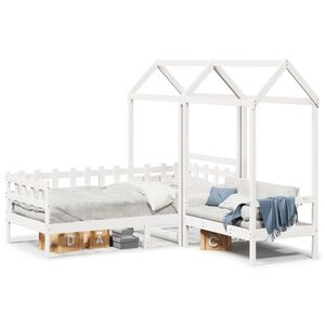 vidaXL Day Bed and Bench Set with Roof without Mattress White 80x200 cm