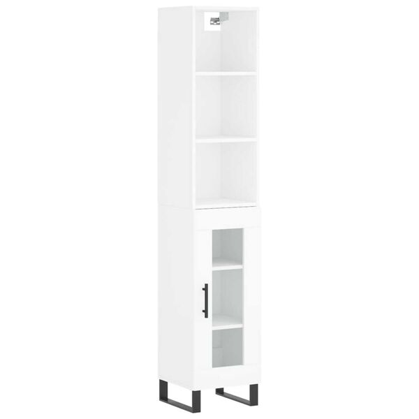 vidaXL Highboard High Gloss White 34.5x34x180 cm Engineered Wood