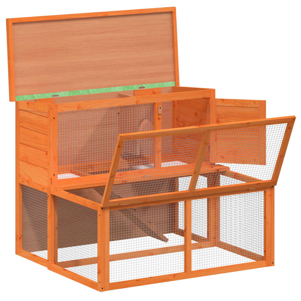 vidaXL Rabbit Hutch Brown 102x90x84.5 cm Solid Wood Pine vidaXL