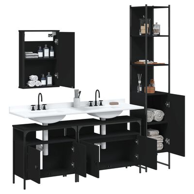 vidaXL 4 Piece Bathroom Furniture Set Black Engineered Wood