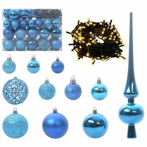 vidaXL Christmas Bauble Set 61 pcs 150 LEDs Warm White &Oslash; 6 cm