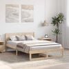 vidaXL Bed Frame with Headboard Natural 135 x 190 cm Solid Pine Wood