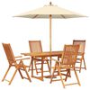 vidaXL Outdoor Dining Set with Parasol 6 pcs Cream White and Natural