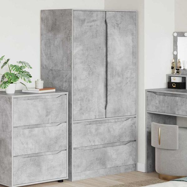 vidaXL Cabinet Manual Concrete Grey 79.5 x 49 x 156 cm Engineered Wood