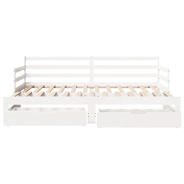 vidaXL Daybed with Trundle and Drawers without Mattress White 90x200 cm