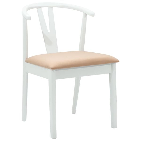 vidaXL Dining Chair 2 pcs White and Brown Solid Rubber Wood