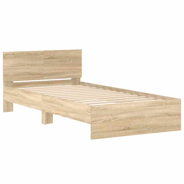 vidaXL Bed Frame without Mattress with Headboard Sonoma Oak 100x200 cm