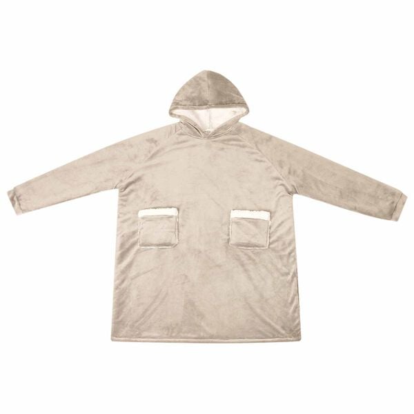 vidaXL Blanket Hoodie Beige L Fleece and Flannel