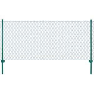 vidaXL Wire Mesh Fence with Posts Steel 25x0.5 m Green