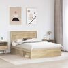 vidaXL Bed Frame with Headboard Sonoma 160 x 200 cm Solid Pine Wood