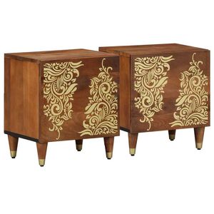 vidaXL Bedside Cabinet with Door 2 pcs Honey Brown 40 x 33 x 46 cm