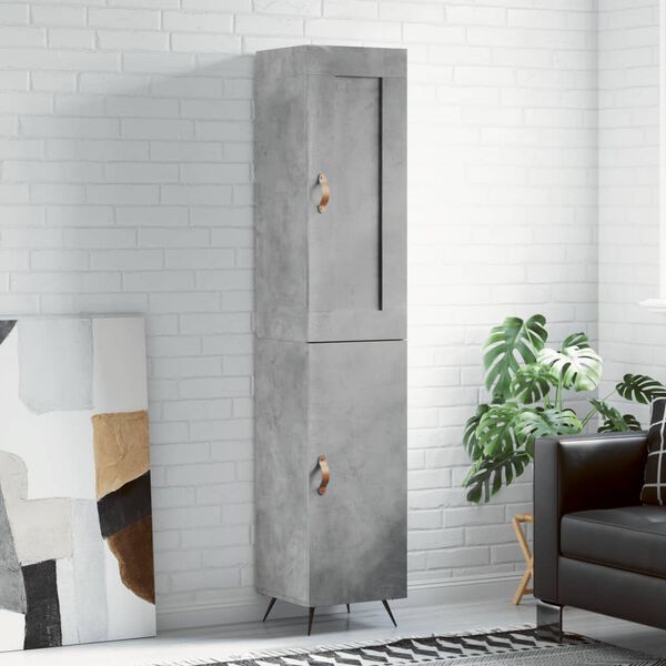 vidaXL Highboard Concrete Grey 34.5x34x180 cm Engineered Wood