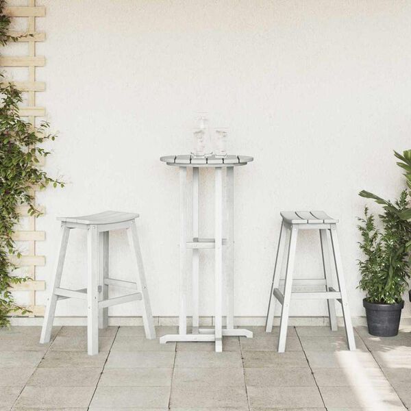 vidaXL Garden Bar Set 3 pcs White HDPE