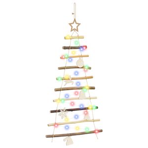 vidaXL Hanging Christmas Tree 90 cm 30 LEDs Multicolour Solid Ash Wood