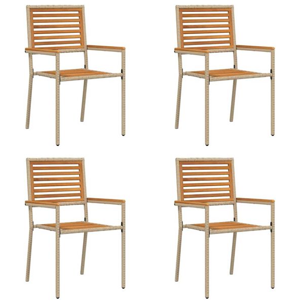 vidaXL Garden Stacking Chairs 4 pcs Brown and Beige