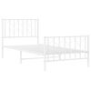 vidaXL Metal Bed Frame without Mattress with Footboard&nbsp;White 90x200cm