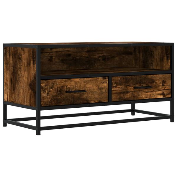 vidaXL TV Cabinet Smoked Oak 80x34.5x40 cm Engineered Wood and Metal