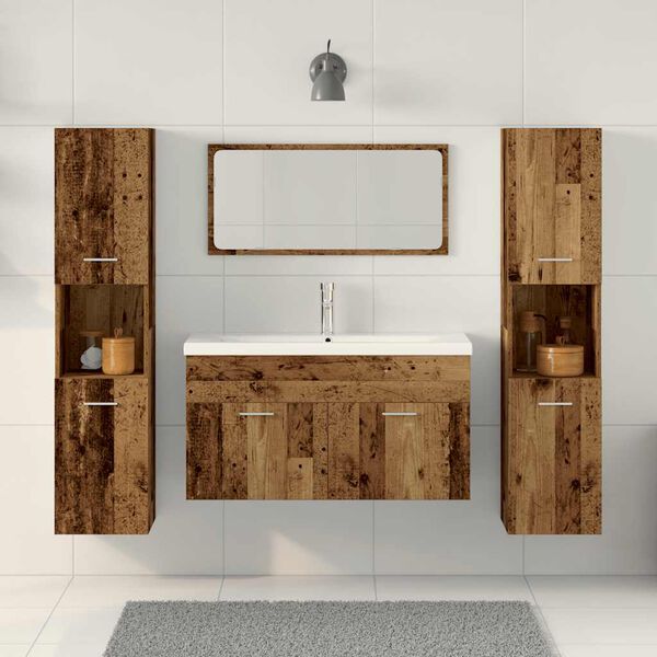 vidaXL 4 Piece Bathroom Furniture Set Old Wood Engineered Wood