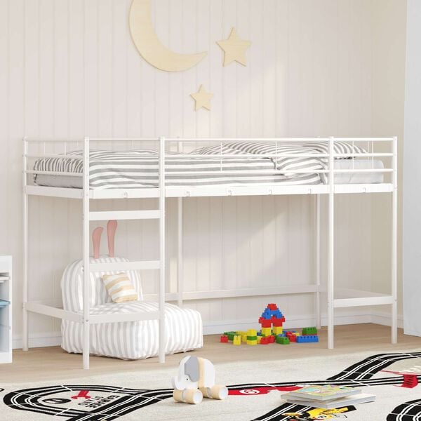 vidaXL Kids'Loft Bed Frame White 74.5 x 190 cm Steel