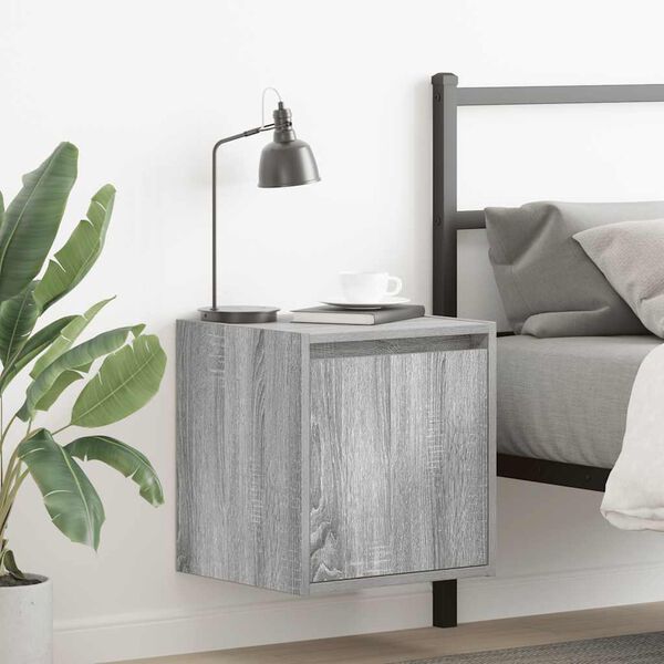 vidaXL Wall-Mounted Bedside Cabinets 2 pcs Grey Sonoma 38x34x40 cm
