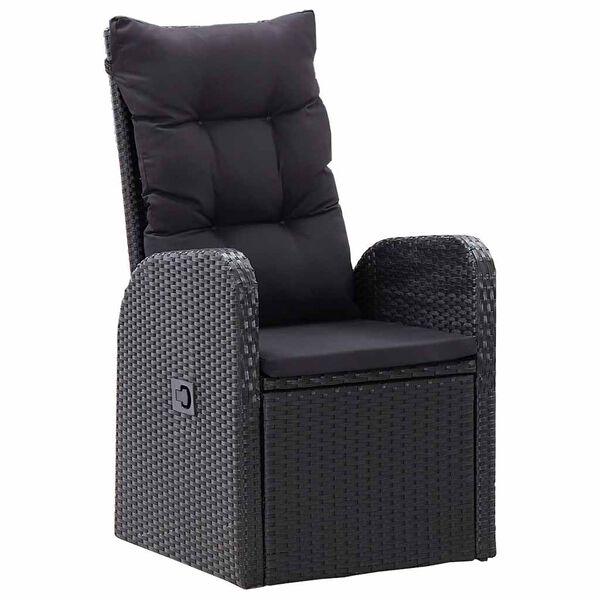 vidaXL 7 Piece Garden Dining Set with Cushions Black Poly Rattan