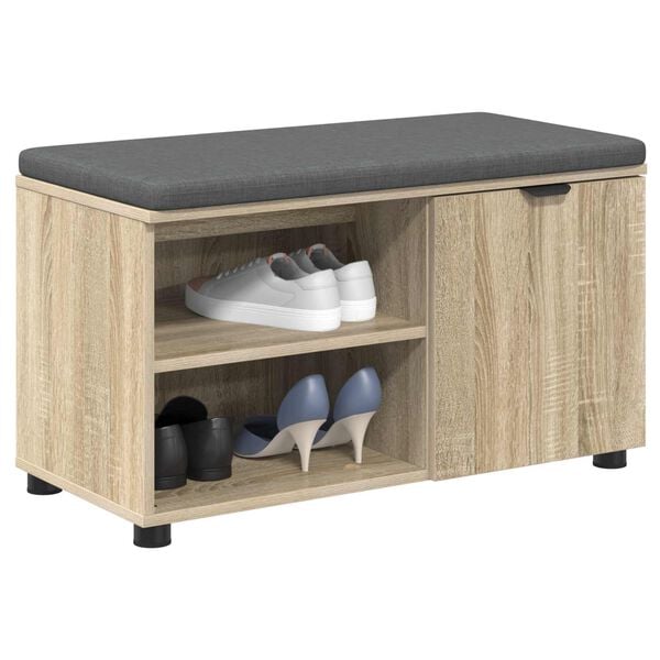vidaXL Hall Bench with Cushion Plain Sonoma Oak 80 x 38 x 46 cm