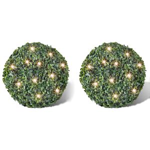 vidaXL Christmas Tree | Set of 2 | Mixed green | Plastic (PVC) | 27 cm | Solar