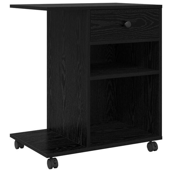 vidaXL Printer Stand Plain Black Oak 60 x 40 x 68.5 cm Engineered Wood
