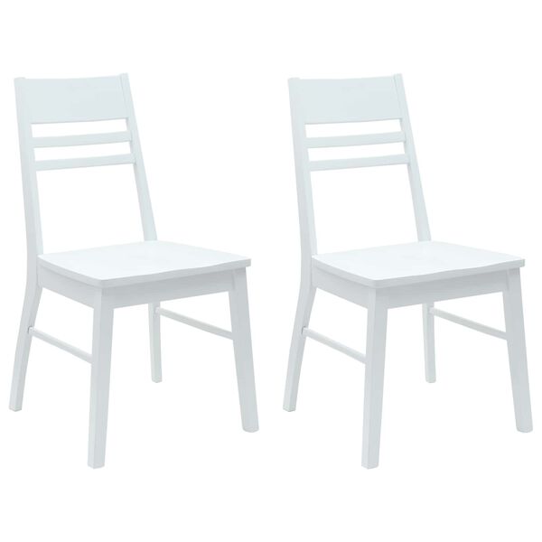 vidaXL Dining Chairs 2 pcs White 43 x 54 x 89 cm Solid Rubber Wood