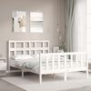vidaXL Bed Frame without Mattress White Small Double Solid Wood Pine