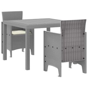 vidaXL Garden Dining Set 3 pcs Light Grey Polypropylene
