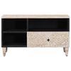 vidaXL TV Cabinet with Drawer White 80 x 33.5 x 46 cm Solid Mango Wood