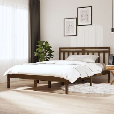 vidaXL Bed Frame Honey Brown 150x200 cm King Size Solid Wood