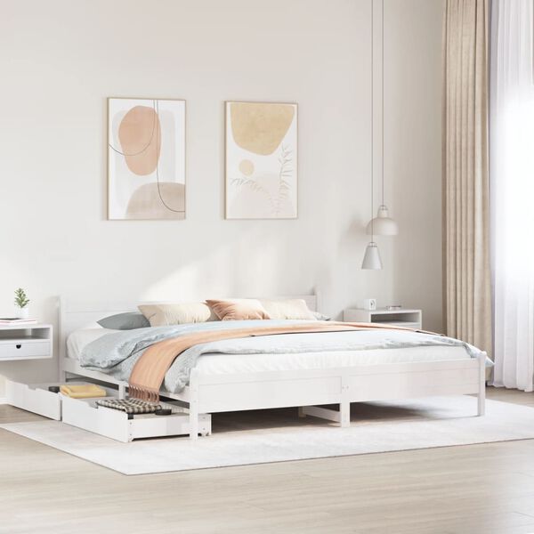 vidaXL Bed Frame without Mattress White 200x200 cm Solid Wood Pine