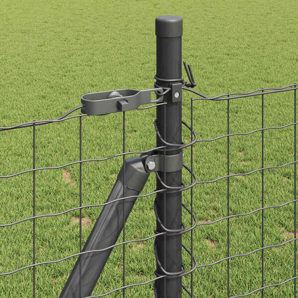 vidaXL Fence Post 7 pcs Grey Steel