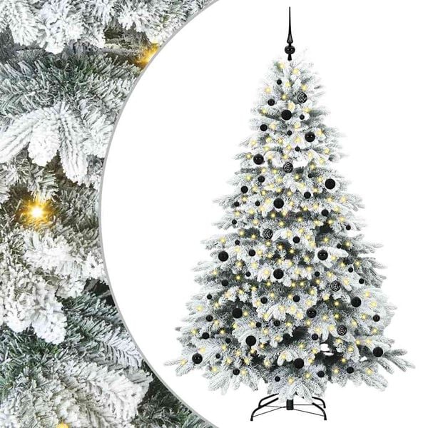 vidaXL Artificial Christmas Tree with 300 LEDs White 210 cm PE and PVC