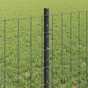 vidaXL Fence with Post Grey 0.6 x 25 m Steel and PVC