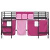 vidaXL Kids'Loft Bed Frame with Curtains Black and Pink 100 x 201 cm