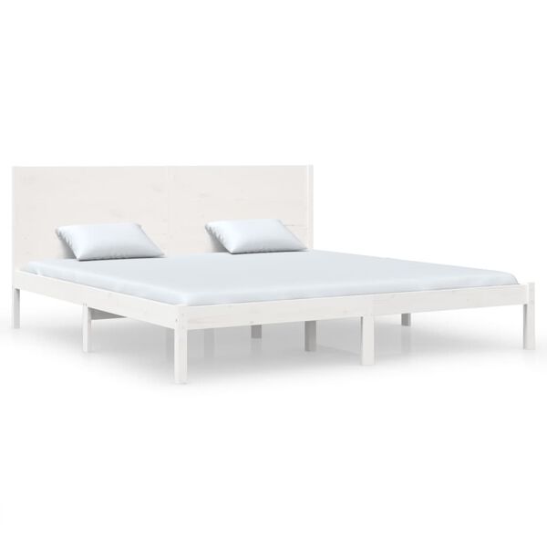 vidaXL Bed Frame without Mattress White 200x200 cm Solid Wood Pine