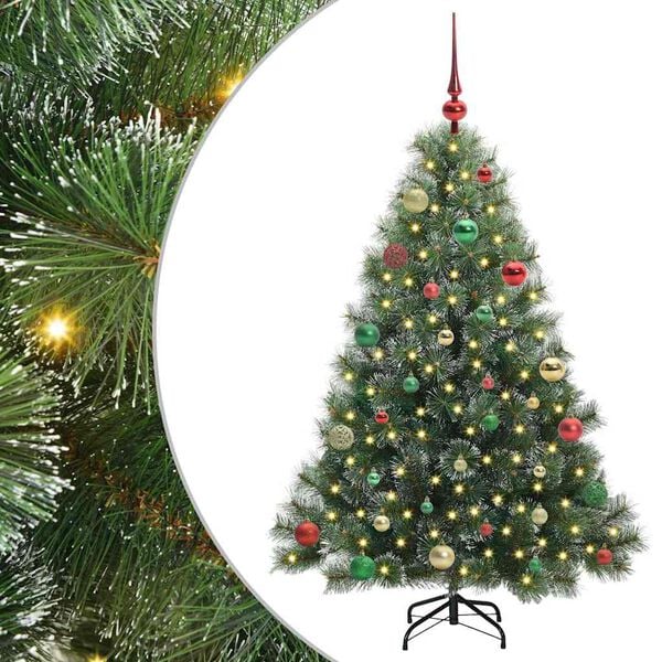 vidaXL Artificial Christmas Tree with 150 LEDs Green 150 cm PE and PVC
